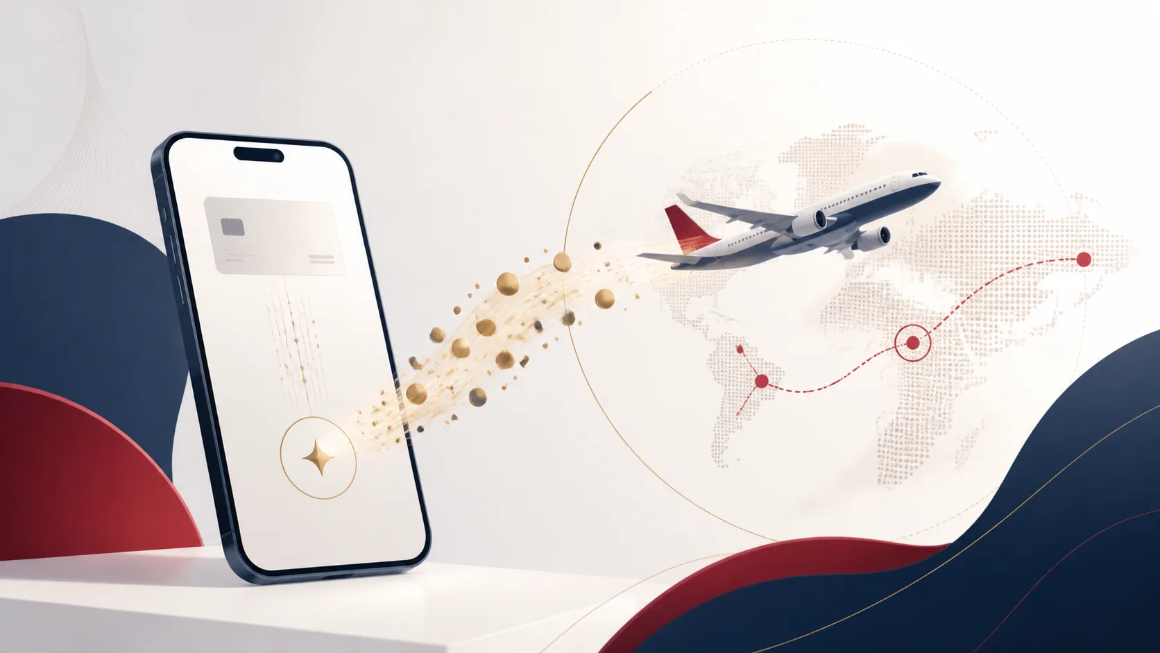 Avião e pontos representando a transferência de pontos para o LATAM Pass