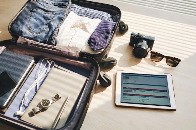 Itens de viagem organizados