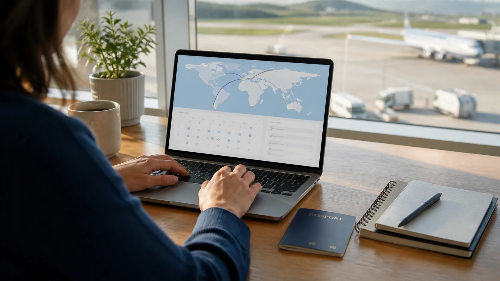 Pessoa planejando uma passagem aérea com pontos LATAM Pass no computador