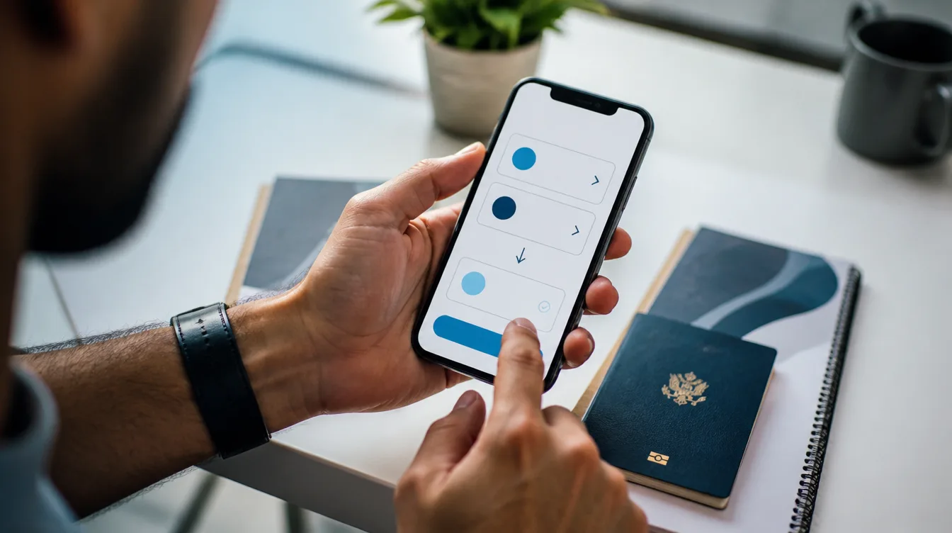 Pessoa usa um celular em fluxo genérico de transferência de RevPoints para milhas LATAM Pass