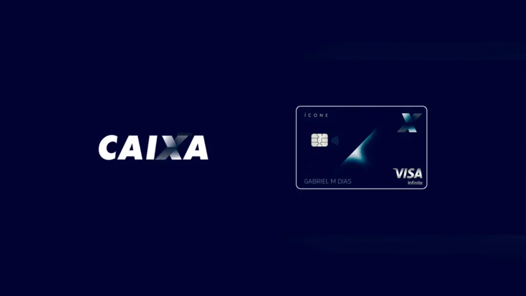 Cartão CAIXA Ícone Visa Infinite com logos oficiais da CAIXA e Visa