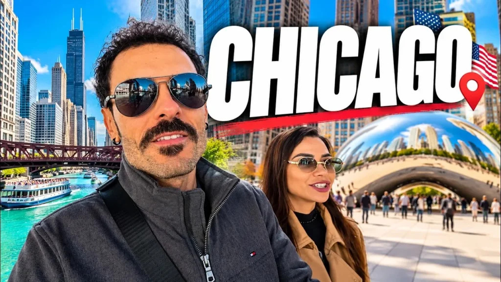 O que fazer em Chicago: Léo e Lívia na thumbnail do vlog
